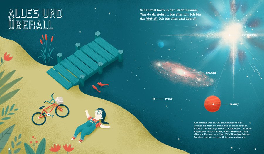 Ist das All unendlich? Kleine Erdlinge finden in Space Kids Antworten auf brennende Fragen © Kleine Gestalten 2018