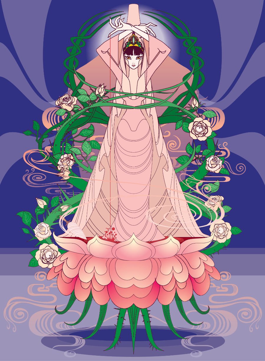 Dornröschen auf Japanisch: Miho Tei aka Erotic Dragon inszeniert den Märchenklassiker als einen Mix aus Gothic-Manga und Jugendstil © Kleine Gestalten