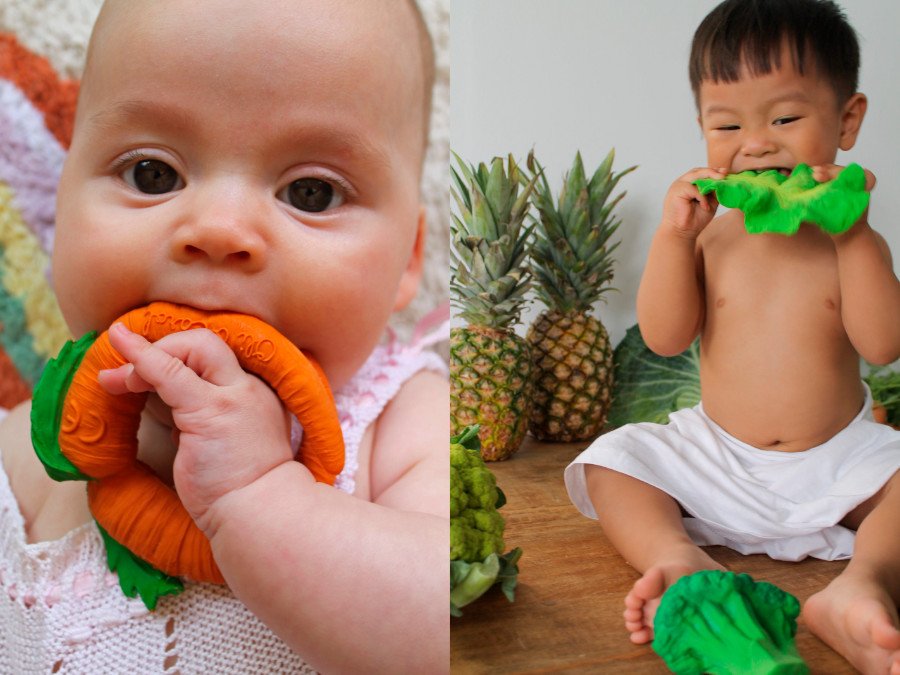 Wie wärs mit einer knackigen Karotte oder Kendall the Kale? Natur-Spielzeug von Oli & Carol erntefrisch vom Beet
