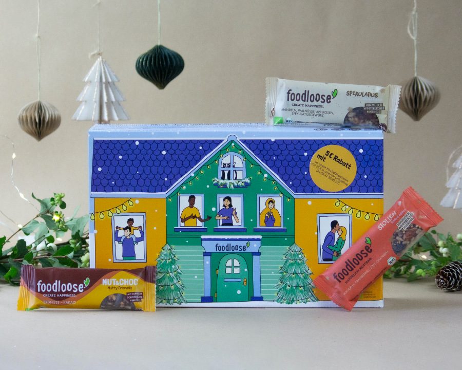 Full House: Der Bio-Nussriegel Adventskalender von FOODLOOSE gibt jeden Tag einen Energieschub aus
