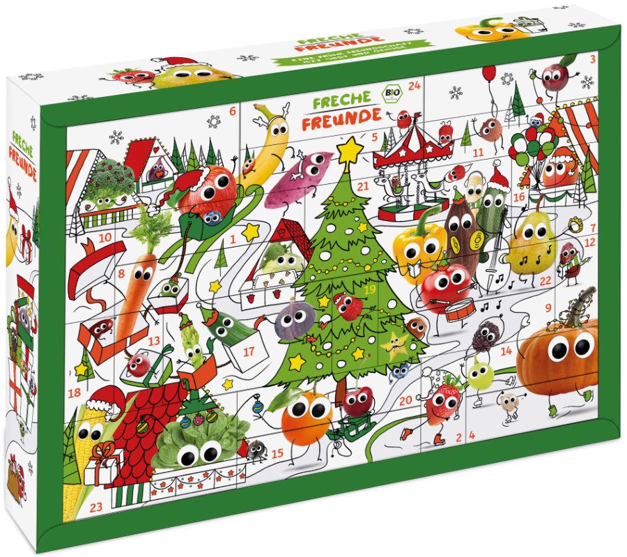 Vitamine und Naschen: Mit dem Box-in-Box-Kalender von FRECHE FREUNDE gesund in den Advent starten