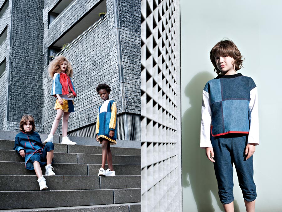 Denim-Patchwork, wie man es aus den 70ern kennt, wird bei Isossy Children modern upgedatet