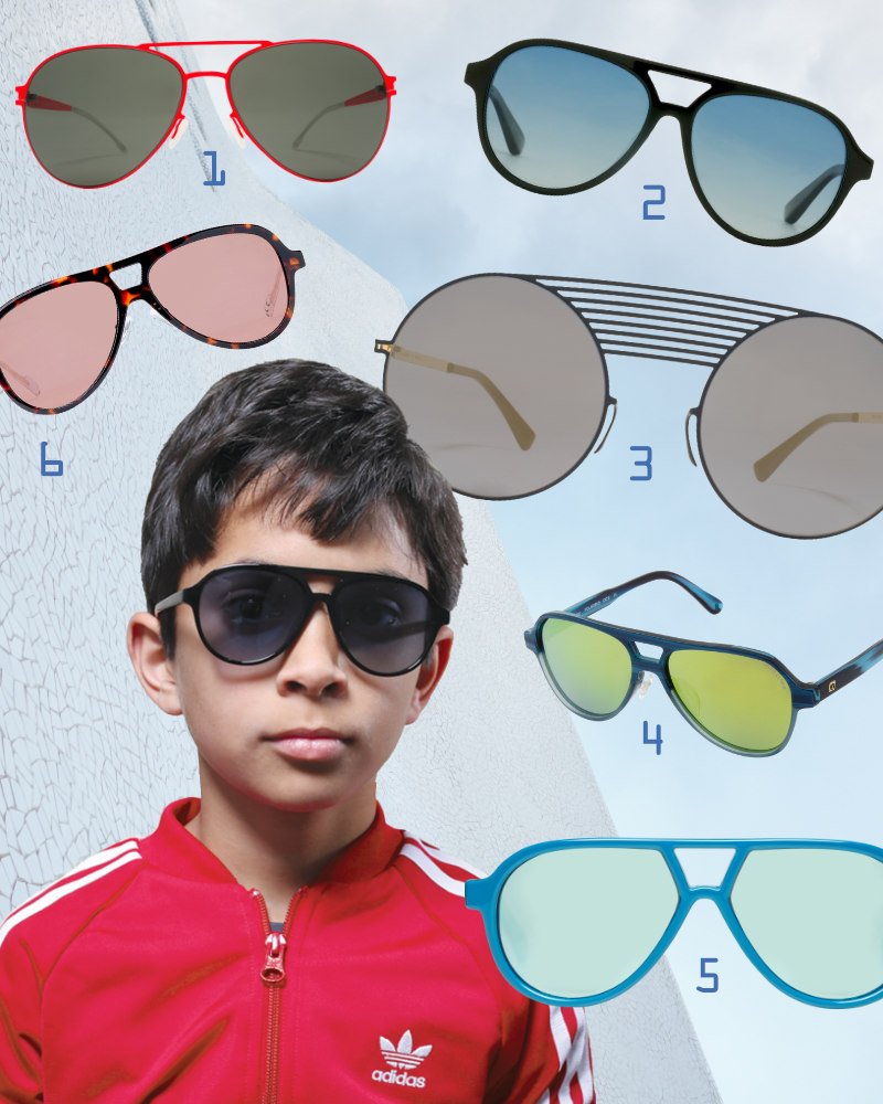 Cool und avantgardistisch sind die Sonnenbrillen für Kinder und Erwachsene im Aviator-Style wie die "Axel" von Winkniks